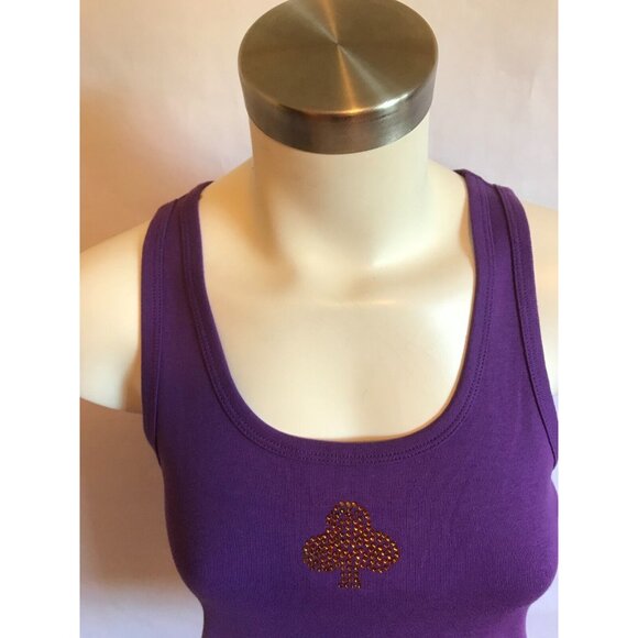 Tory Burch Purple Jeweled Cloverleaf Tank Top, Size XS - Picture 3 of 8